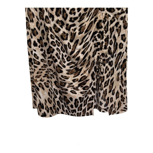 Veronica M Animal Print Slip Style Slit Skirt Women's Size Medium Brown - Picture 3 of 6